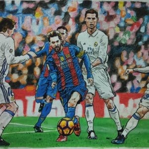Barcelona vs Real Madrid Color Portrait by Virender