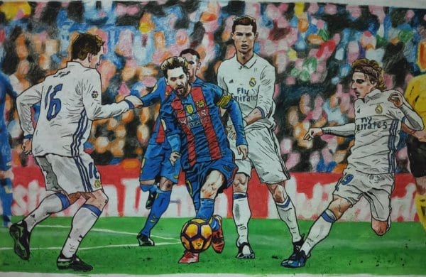 Barcelona vs Real Madrid Color Portrait by Virender