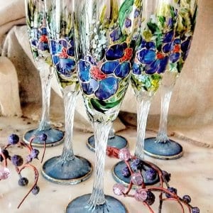 hand painted champagne glass