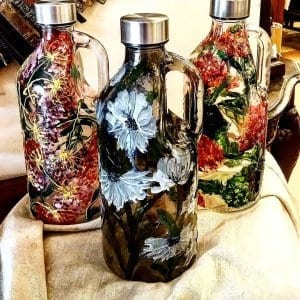 Coloured tinted retro bottles