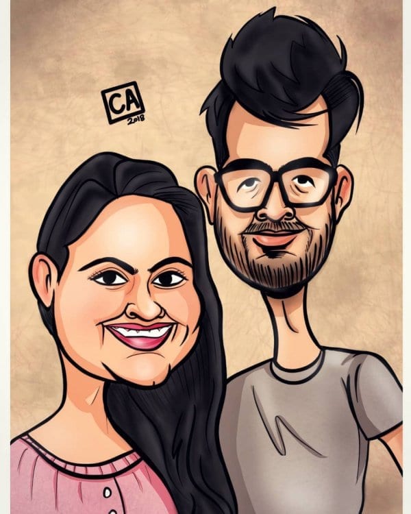 realistic-couple-caricature-by-chetan