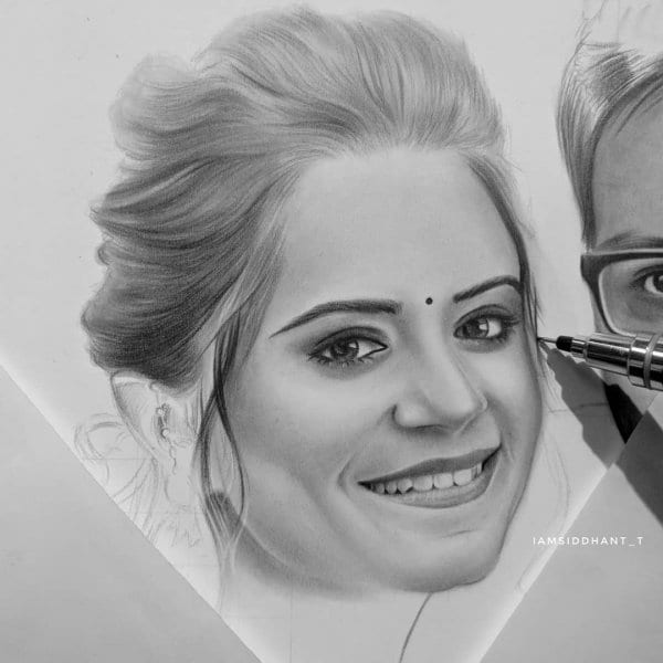 Couple Portrait-Pencil Portrait-Siddhant-Stoned Santa