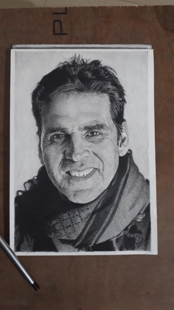Akshay Kumar Hyper Realistic Pencil Portrait- Om Prakash