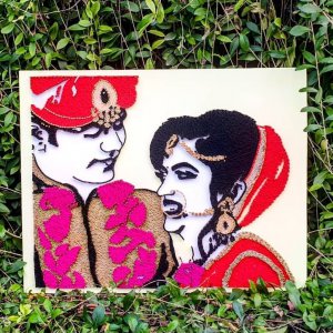 indian couple string art