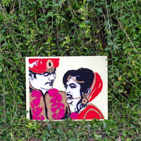 indian couple string art