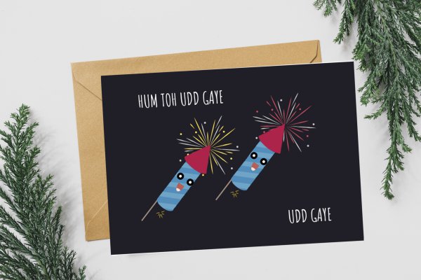Hum toh Udd gaye -Diwali Greeting card - Stoned Santa