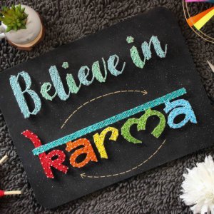 Believe in karma string art : motivational gifts- handmade gifts- stoned santa