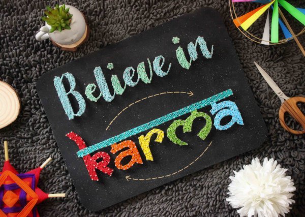 Believe in karma string art : motivational gifts- handmade gifts- stoned santa