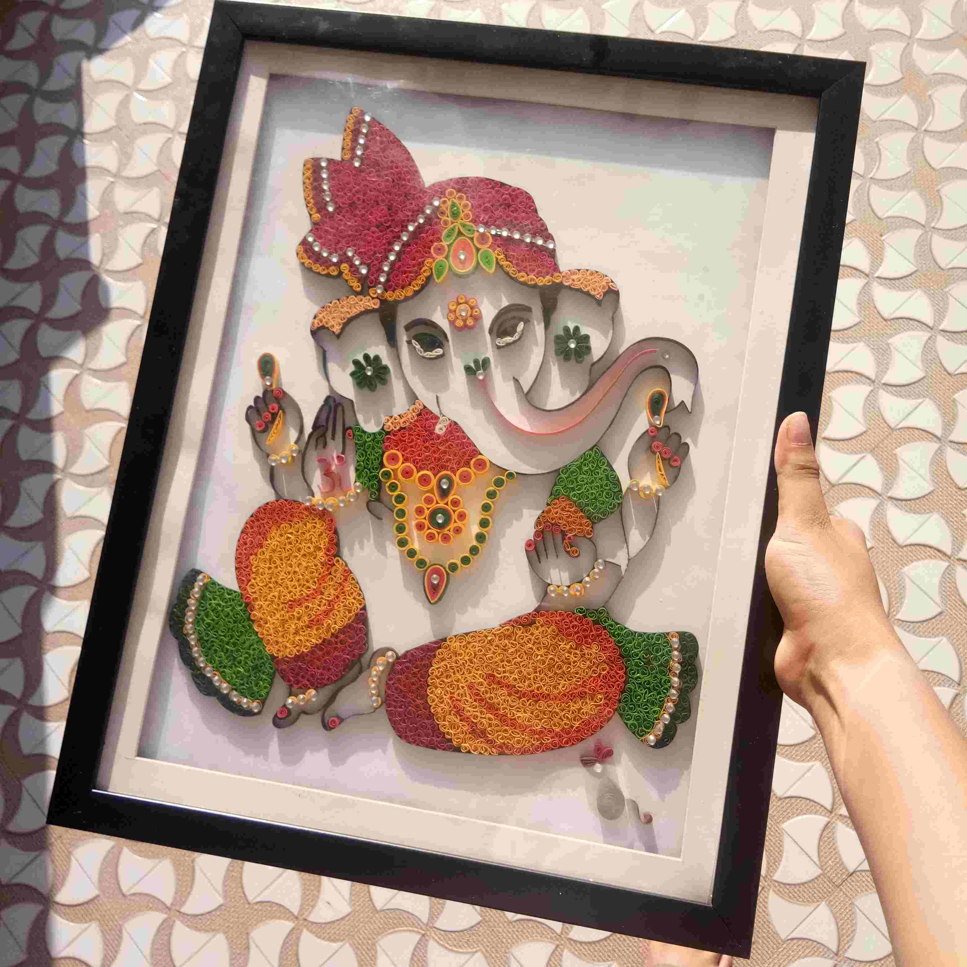 Ganesh quilling art- Paper quilling art- Home Decor Ganesh quilling art- Paper quilling art- Home Decor