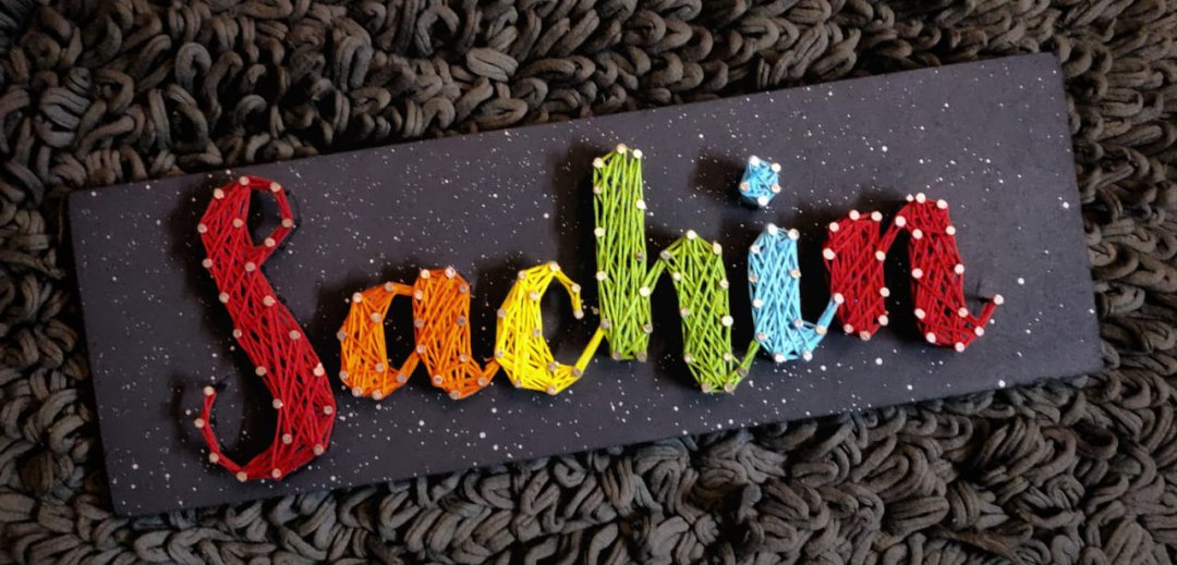Personalized Name String Painting by Sonal Stoned Santa