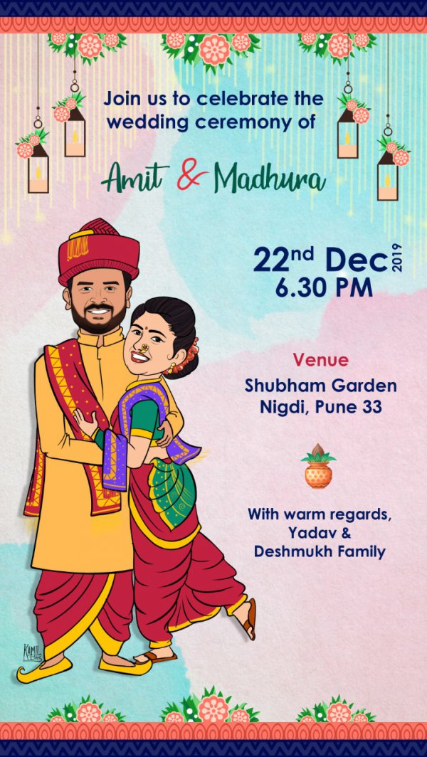 Wedding Invitation - Couple Caricature-Stoned Santa-Wedding Gifts
