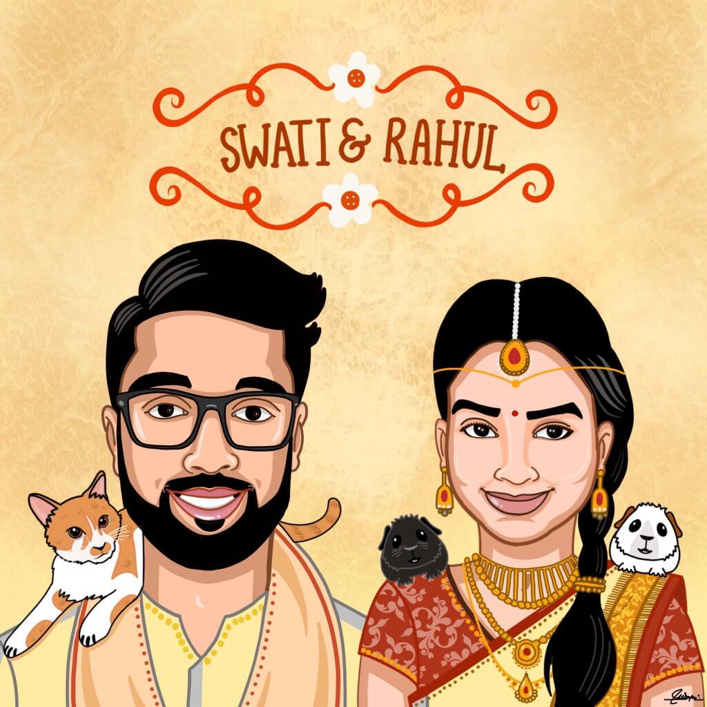 Couple Caricatures-Customised wedding gifts-stoned santa