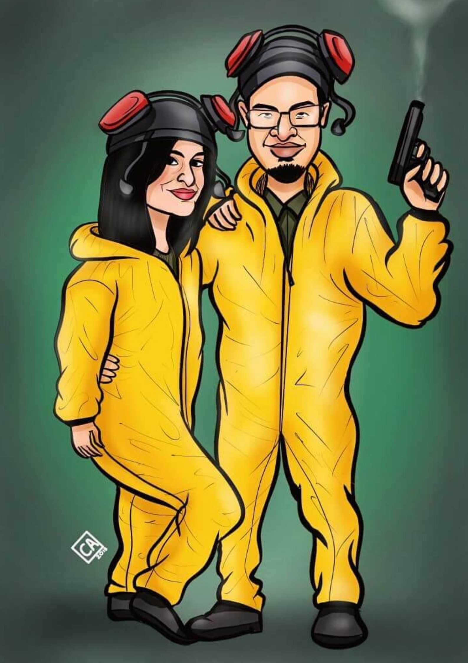 Breaking bad themed caricature - couple gifts