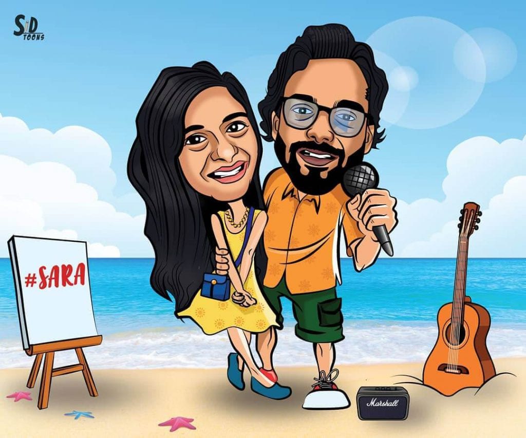 Destination-Goa-Wedding-Couple-Caricature