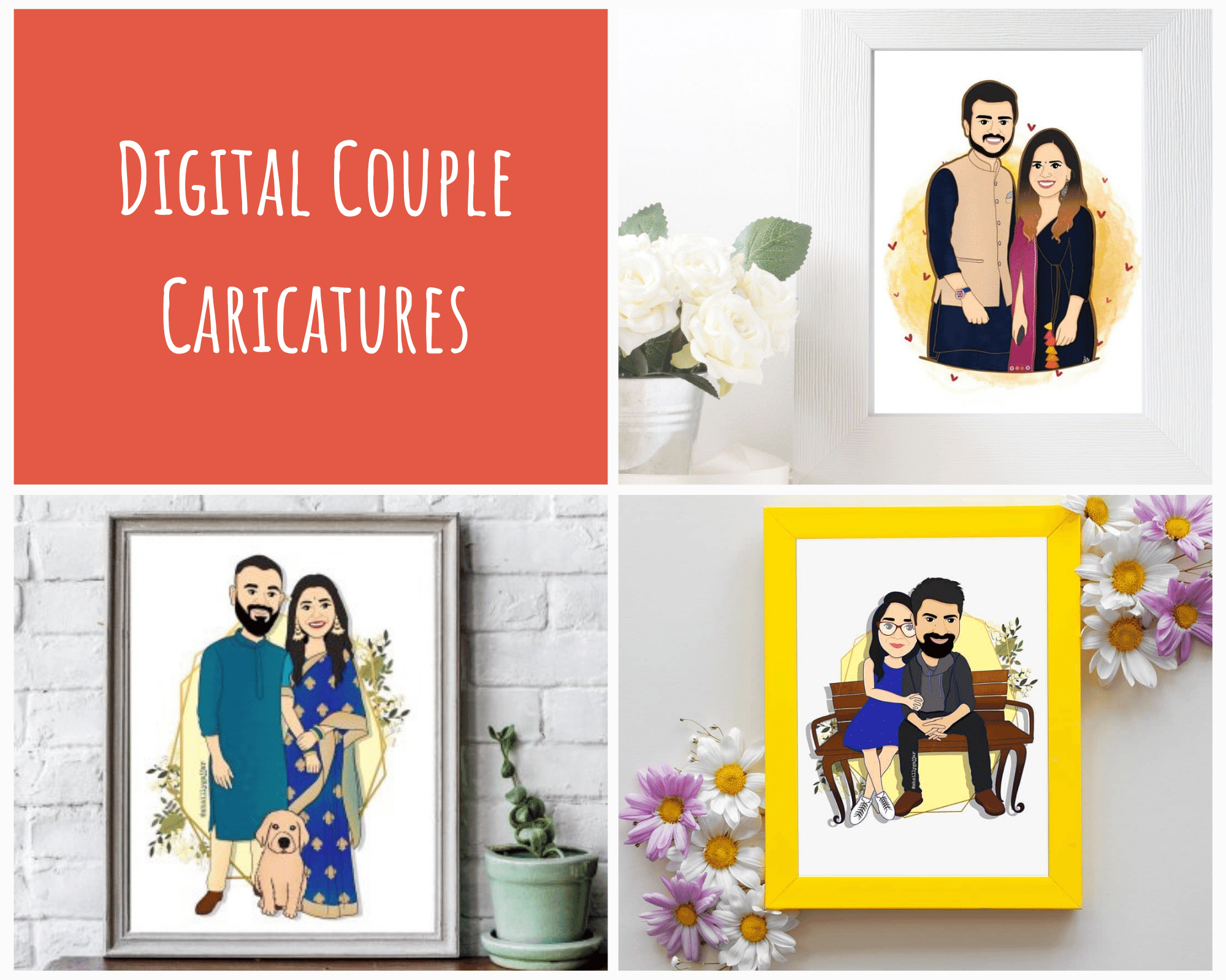 couple caricature frames