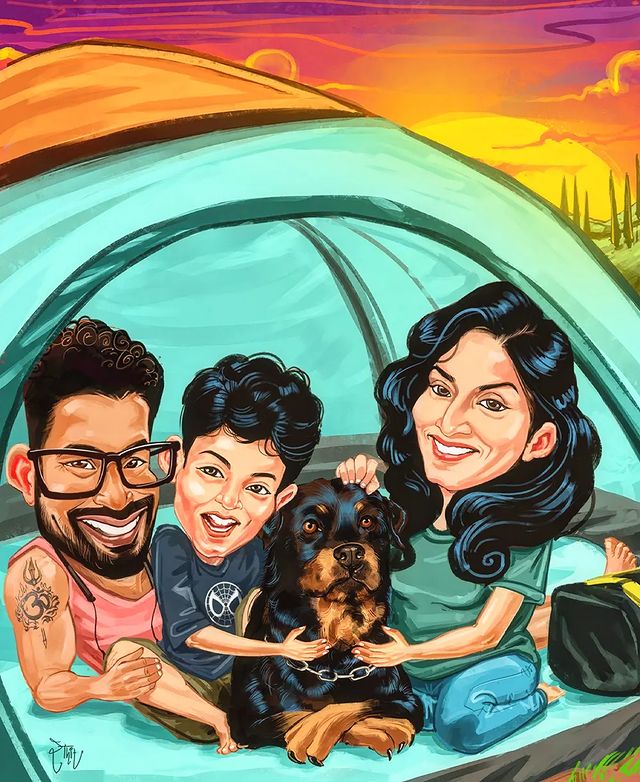 family_caricature_art_by_rohit_chari