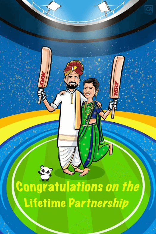 Cricket Couple Caricature