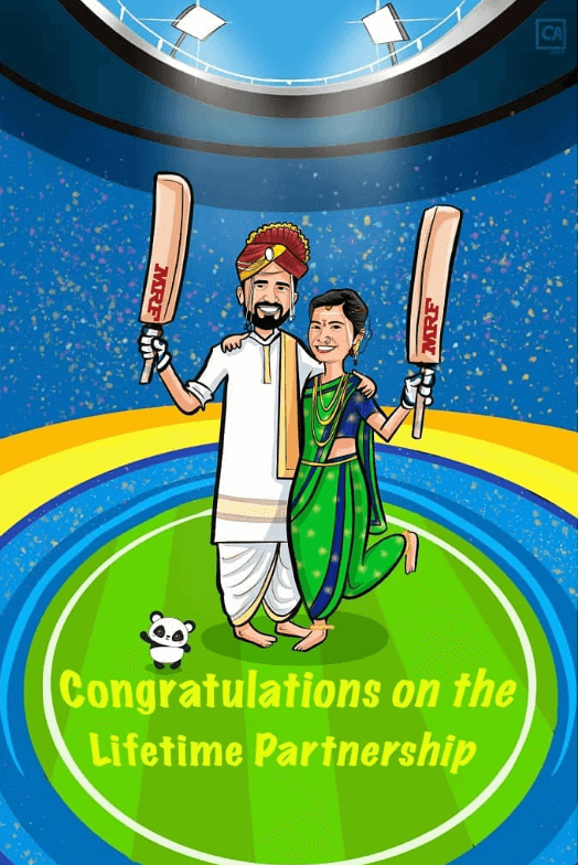 Cricket Couple Caricature Cricket Couple Caricature