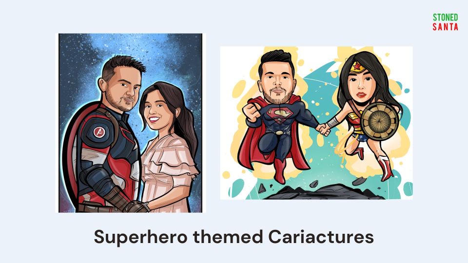 Superhero caricatures for weddings