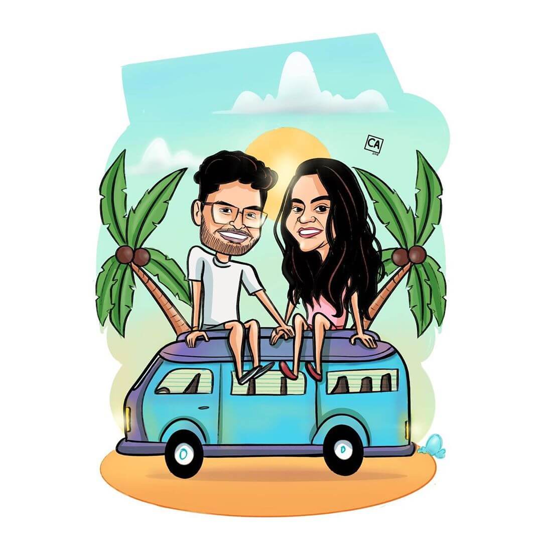 Wanderlust-Couple-Caricature-Stoned-Santa-Blog