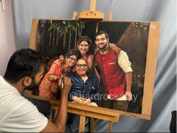 Ajay Rathod Photo Realistic Oil Painting of a family
