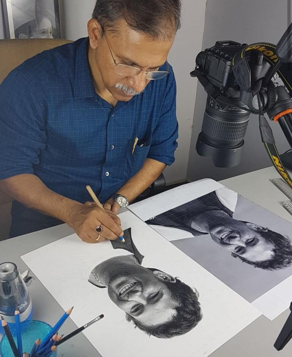 Sachin Tendulkar Charcoal portrait by Sadashiv Sawant Sachin Tendulkar handmade portrait by Sadashiv SawantSawant