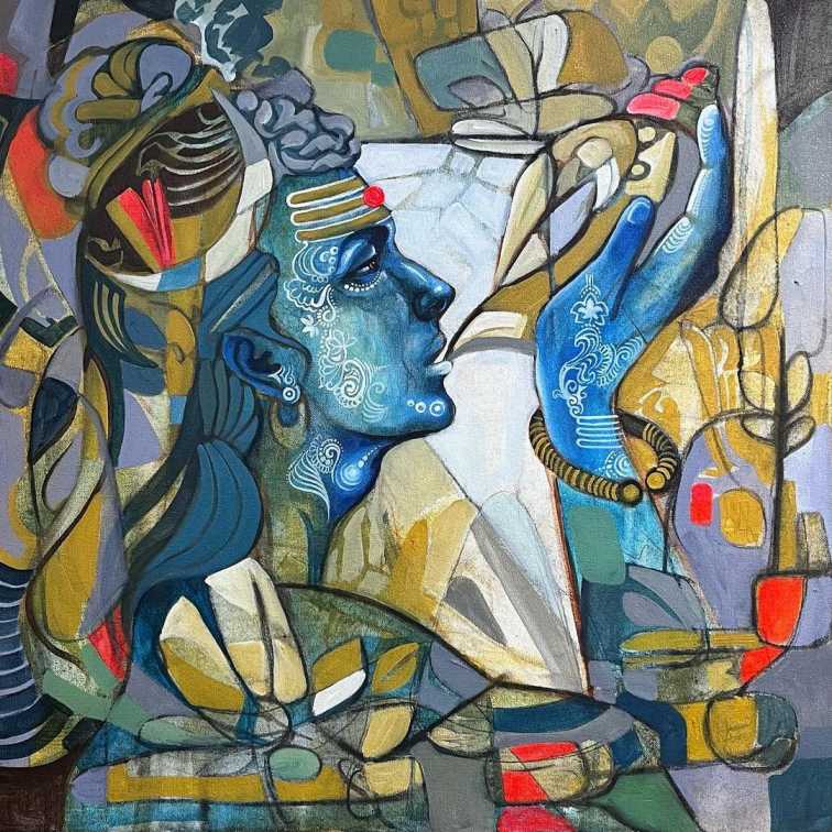 Mixed Canvas Shiv Painting Mixed Canvas Shiv Painting