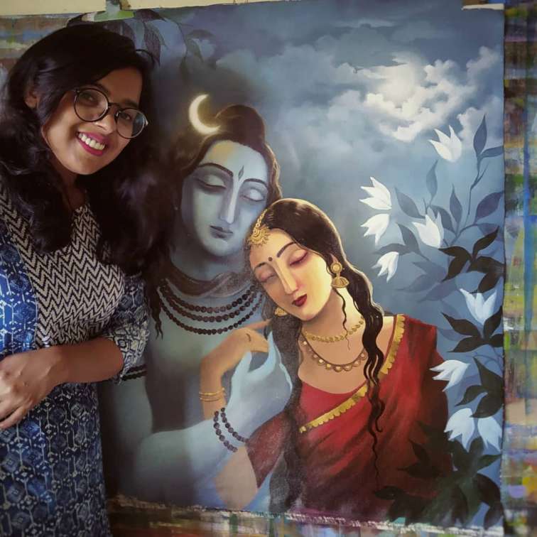 Shiv and Parvati Painting Shiv and Parvati Painting