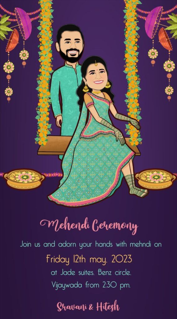 Mehendi wedding caricature (1)