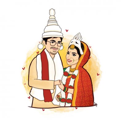 bengali wedding caricature